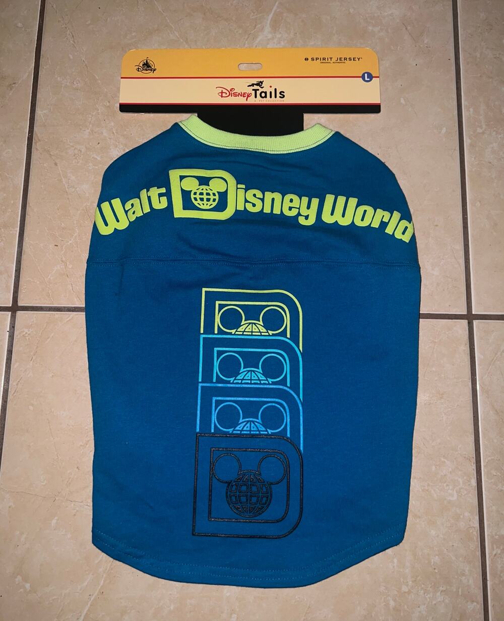 Disney Tails Walt Disney World Blue Green Dog Pet Spirit Jersey Size L Large NEW